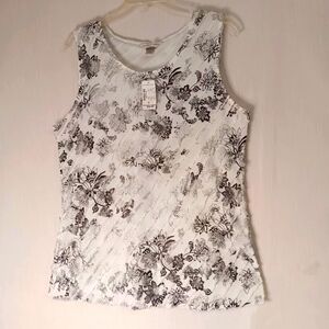 Christopher & Banks top ruffles silver Metallic Boho Sleeveless sz M.